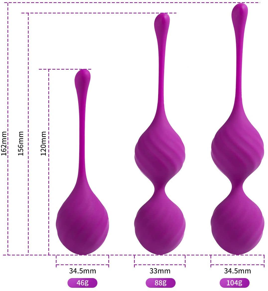 Love Balls Kegel Balls Training Balls Entraîneur de plancher pelvien Ensemble de 3 Silicone Parfait pour les femmes pour les jouets sexuels entraînement érotique du plancher pelvien (purple)