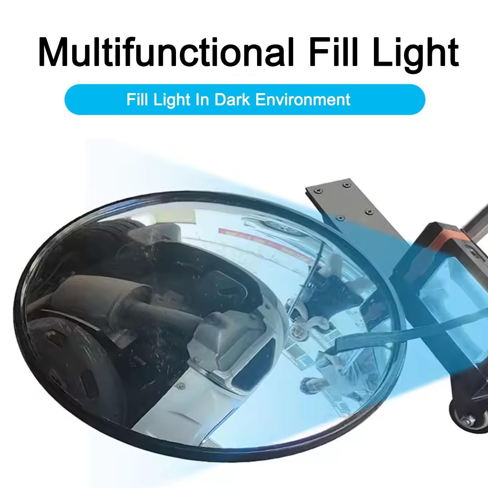 Espejo De Inspección para Vehículos, Espejo De Inspección Telescópico, Espejo De Inspección para Automóviles + Luz Led + Barra Telescópica + Polea + Bolsa De Almace,Straightbar