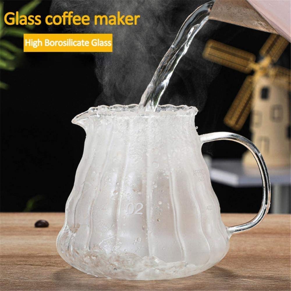 Servidor de café de jarra de vidrio, jarra de té de café de vidrio con tapa de goma cafetera resistente al calor para la oficina en casa-300ML