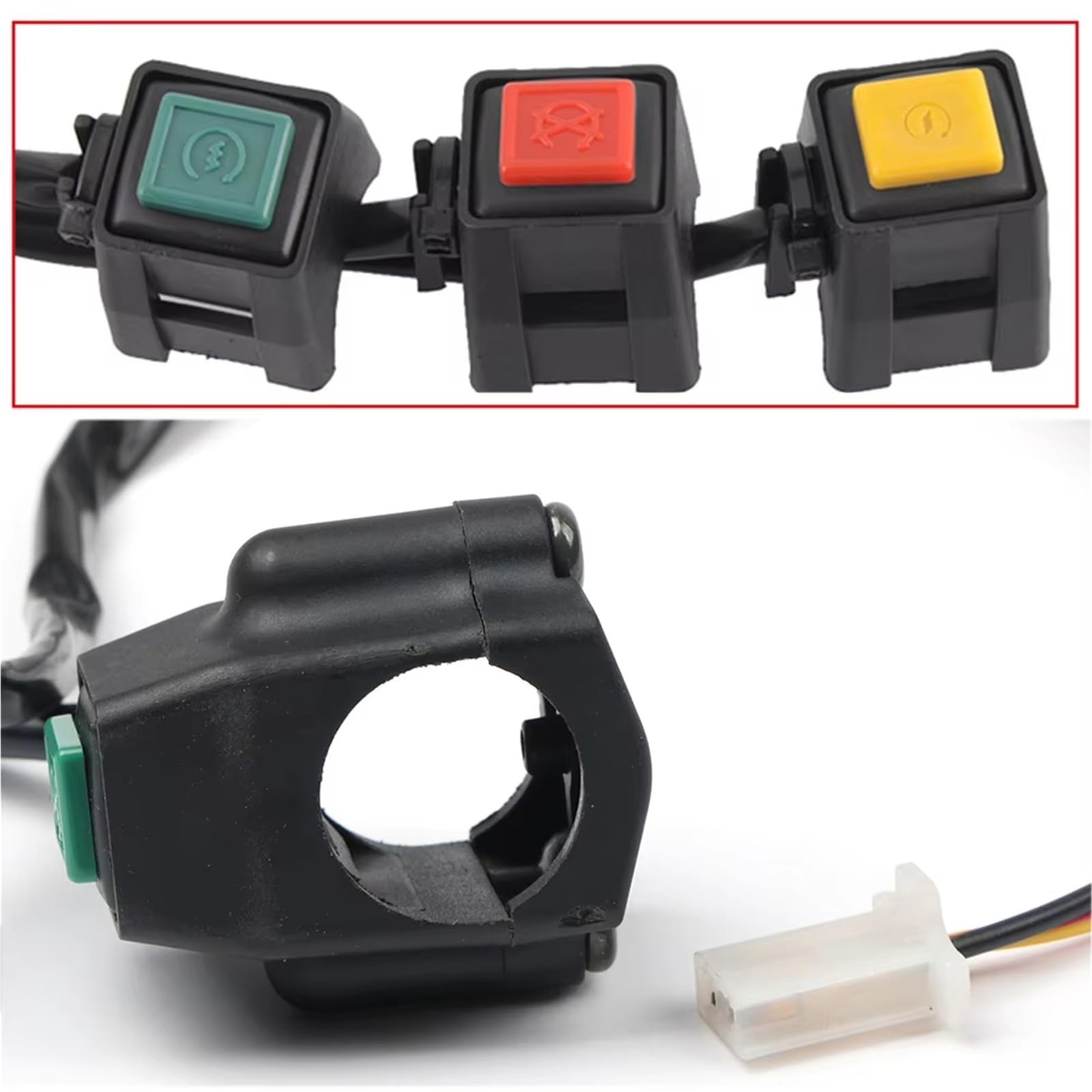 Interrupteur de Phare de Moto Interrupteur De Démarrage Et D'arrêt pour Moto 22 Mm Double Sport Quad Klaxon Accessoires Moto Poignée Commande Interrupteur D'allumage Démarreur(Start Yellow)