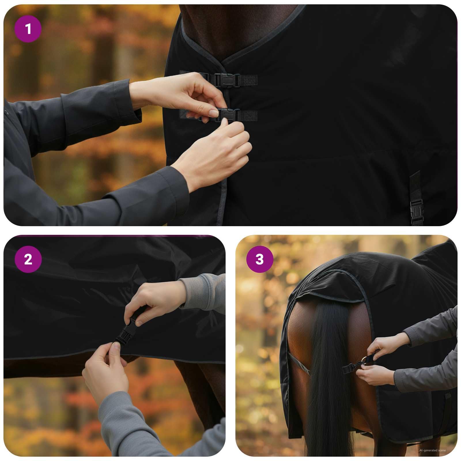 vidaXL Manta para Caballo Verde Oscuro y Negro 145 cm Poliéster, Manta Ecuestre Moderna, Cubierta de Invierno, Impermeable, Lavable, Caliente para tu Caballo