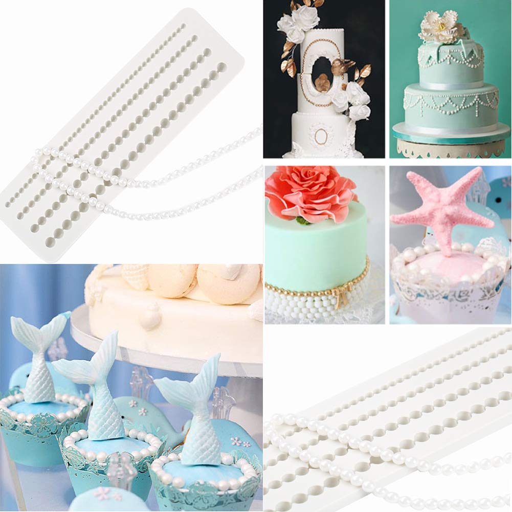 Cuentas perlas molde de silicona Fondant decoración molde cadena de perlas decoración de pasteles Sugarcraft herramienta de decoración