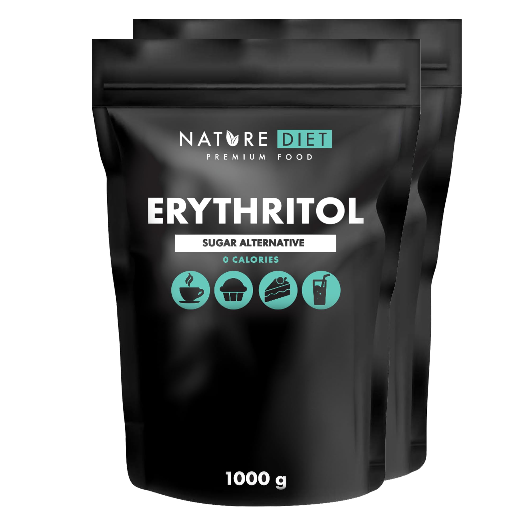 Nature Diet - Érythritol 2 x 1000g | Édulcorant naturel | Zéro Calorie | Remplacement du sucre | Substitut du sucre