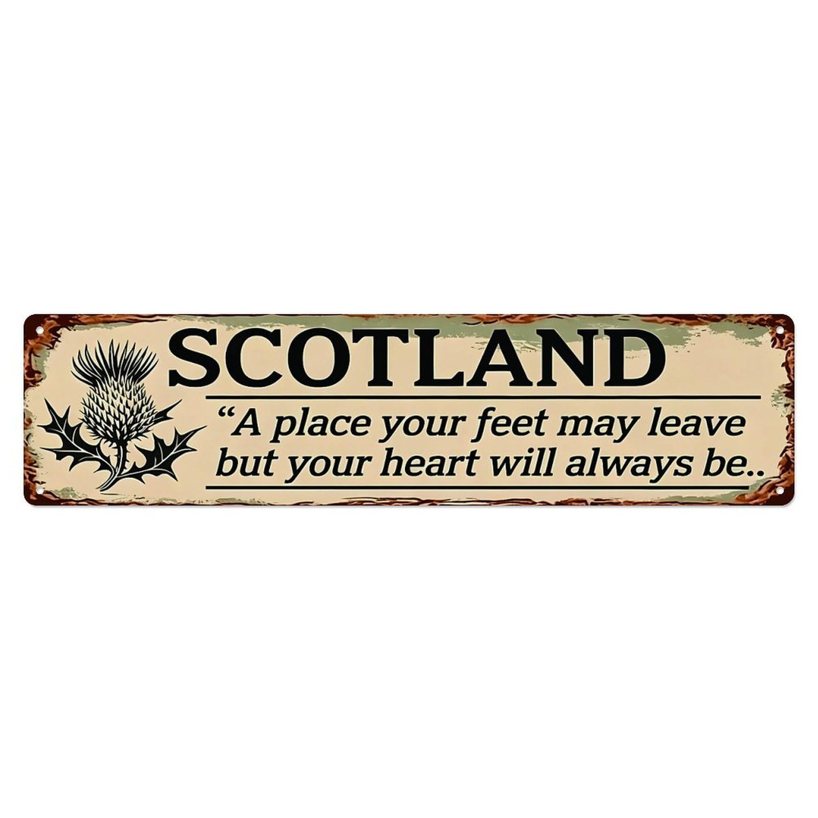 Scotland Thistle Vintage Quote Long Metal Sign Vintage Aluminium Metal Sign, Retro Wall Decor for Home, Bar, Garage & Farmhouse 10 * 40cm