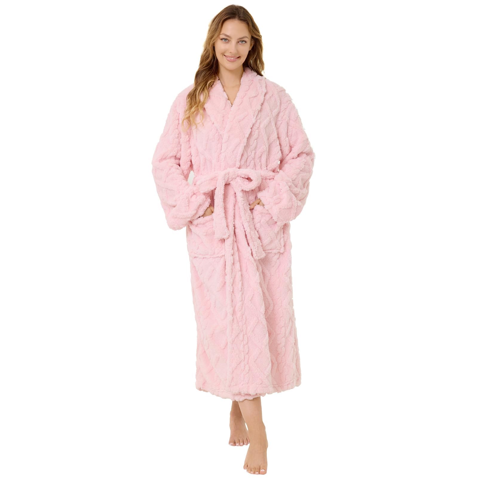 MIZZEO Microfiber Robes for Women Cozy Soft Warm Plush Women Robe Plush Long Bathrobe