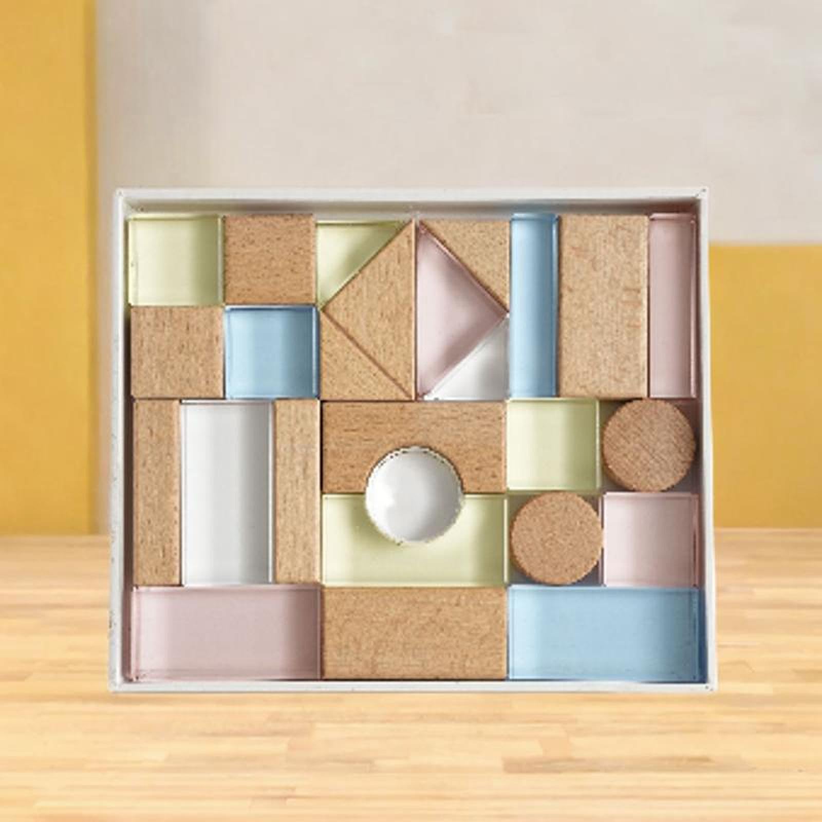 Bloques de Construcción de Juguete Educativo, Cubos Apilables, Acrílico Transparente, Aprendizaje de Colores, Desarrollo Sensorial, Adecuado para El a, Acrílico y Madera