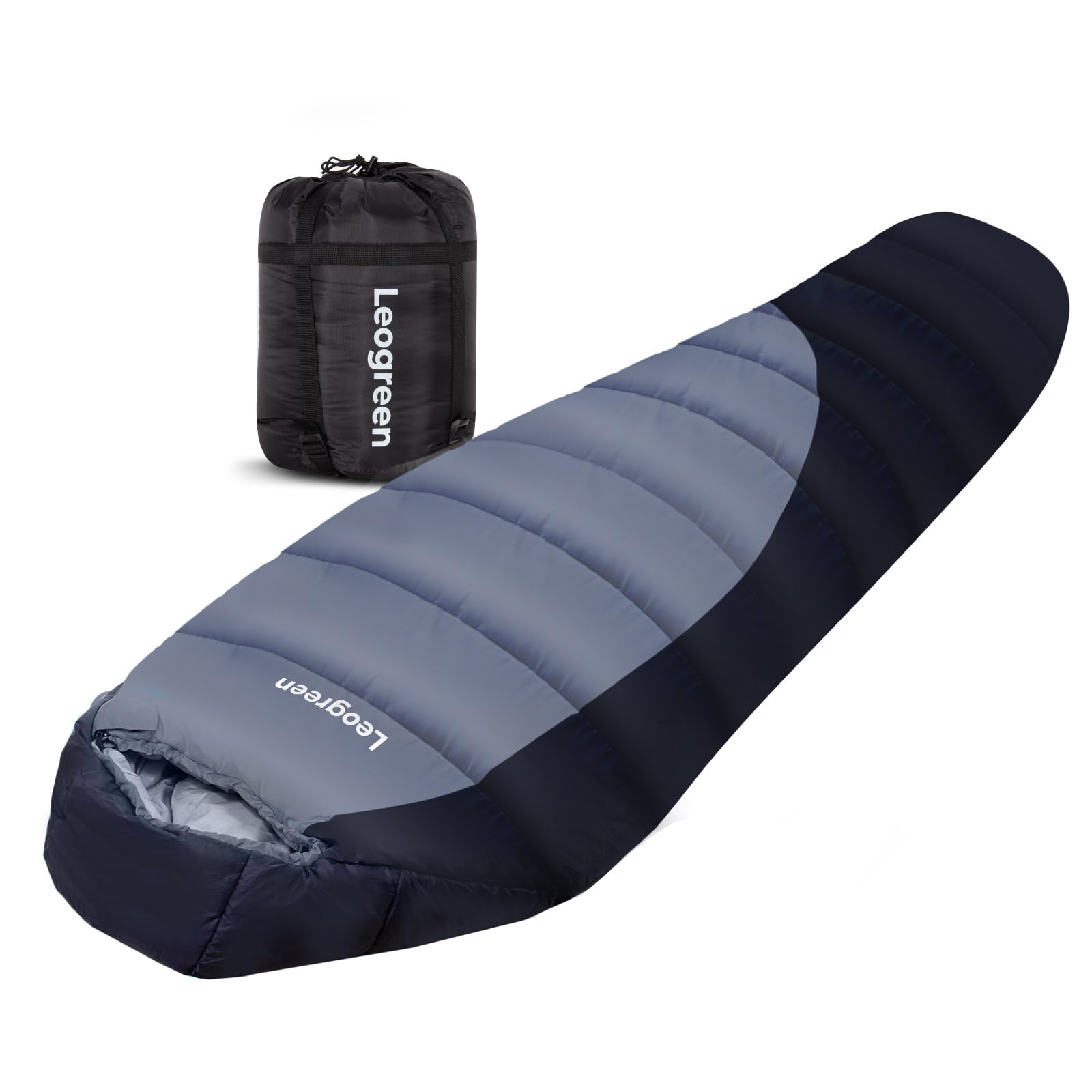 Leogreen Saco Dormir Pluma 210 cm, -15℃~5℃ 3-4 Estaciones | Extra Cálido, Tipo Mumia, Ideal para Camping, Trekking y Alta Montaña