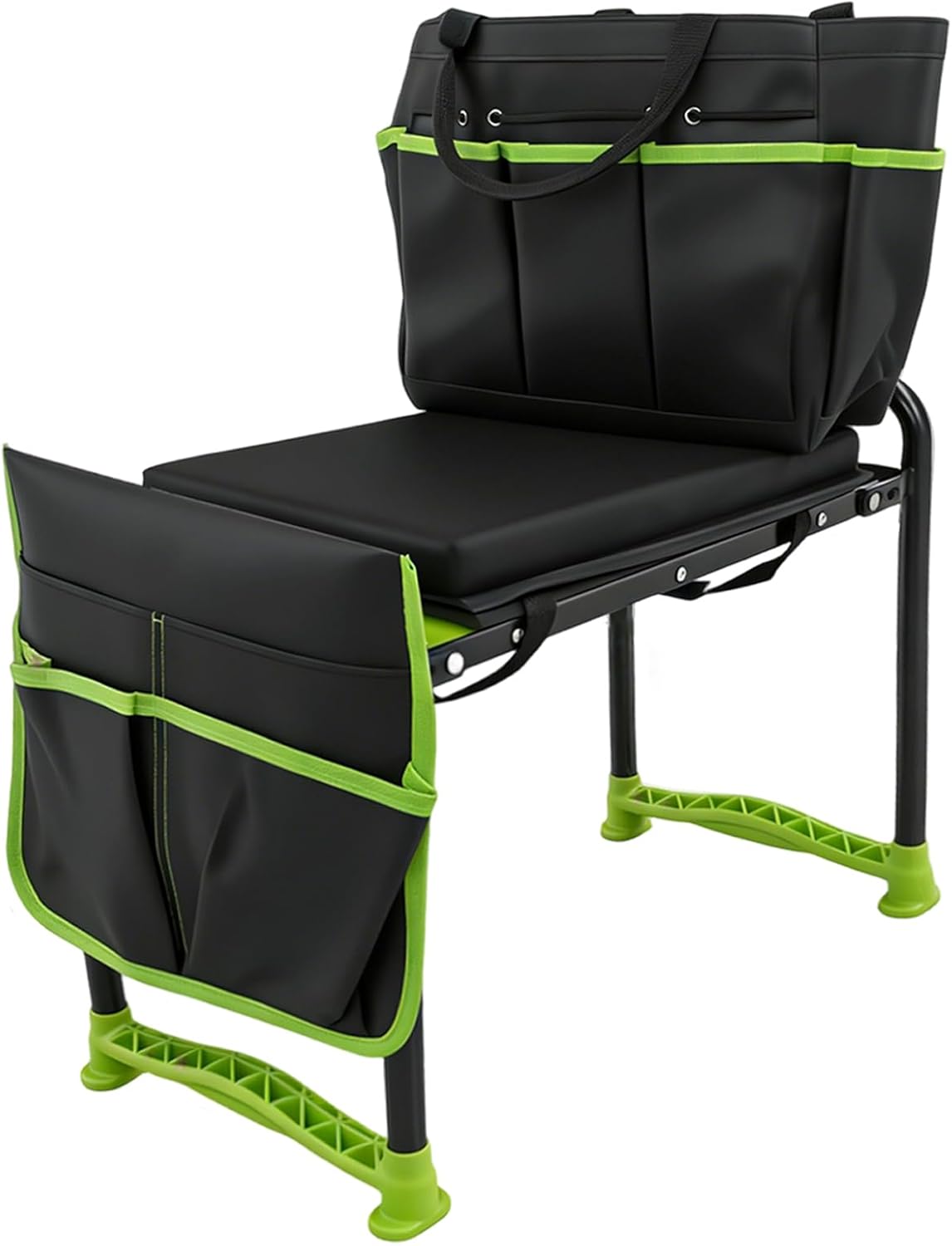 Garden Kneeler and Seat, Heavy Duty Garden Stool with 11" Wide Detachable Kneeling Pad, Foldable Garden Bench Chair with 2 Gardening Tool Pouches, Gardening Gifts for Women, Seniors