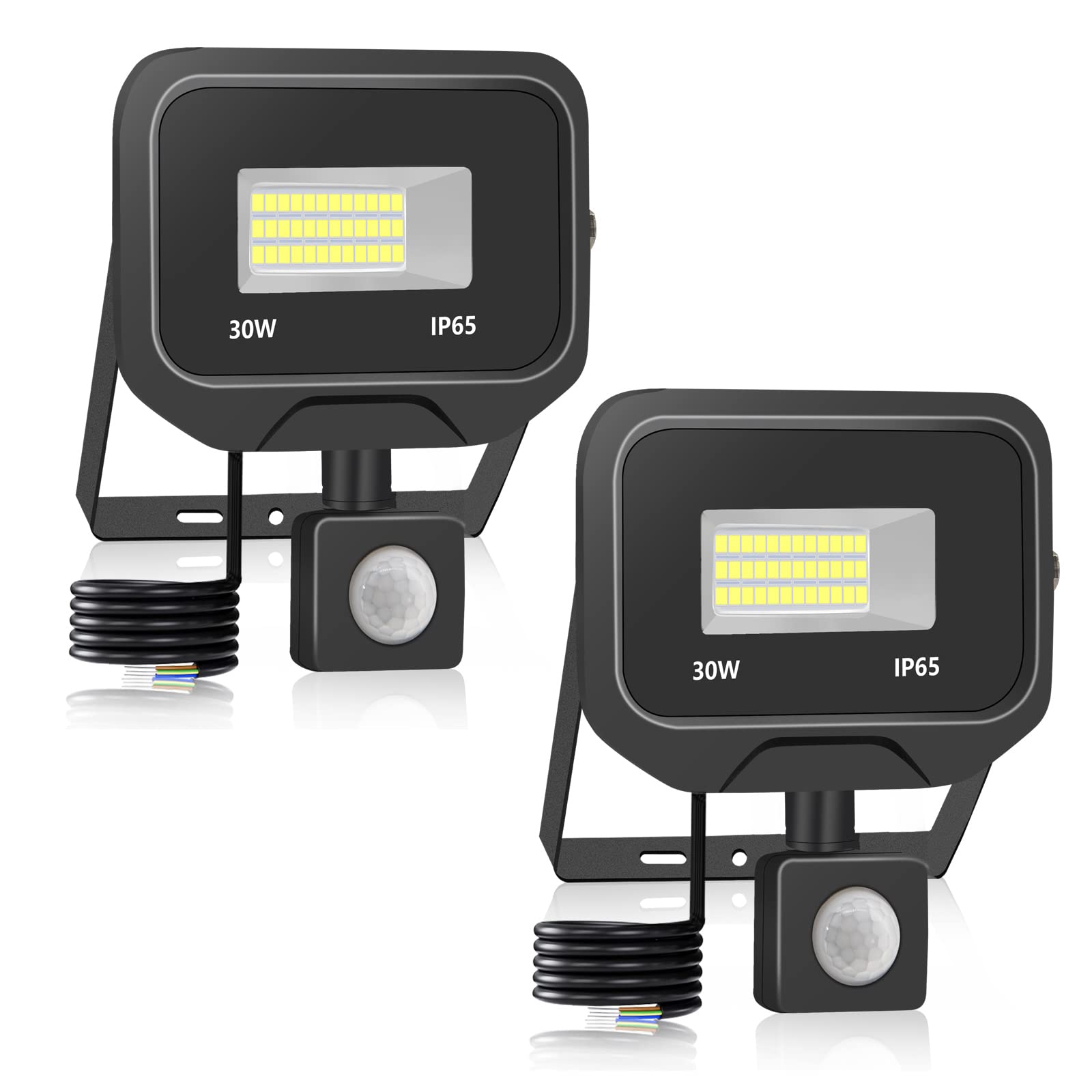 loyal 2er 30W LED Strahler mit Bewegungsmelder, 3000LM Superhell LED Fluter Flutlicht, 6000K Kaltes Weiß LED Scheinwerfer Außenstrahler, IP65 Wasserdicht Aussenleuchte für Garten Sportplatz Garage