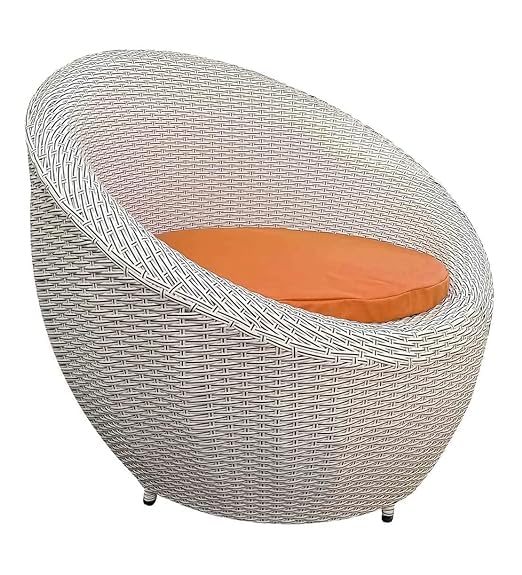 Image of Apple 2 Chair 1 Table Set Patio|Indoor|Outdoor| Living Room | Balcony | 2 Chairs and 1 Table Furniture Set |Coffee Chair Table Set |Powder Coated|(White Orange)
