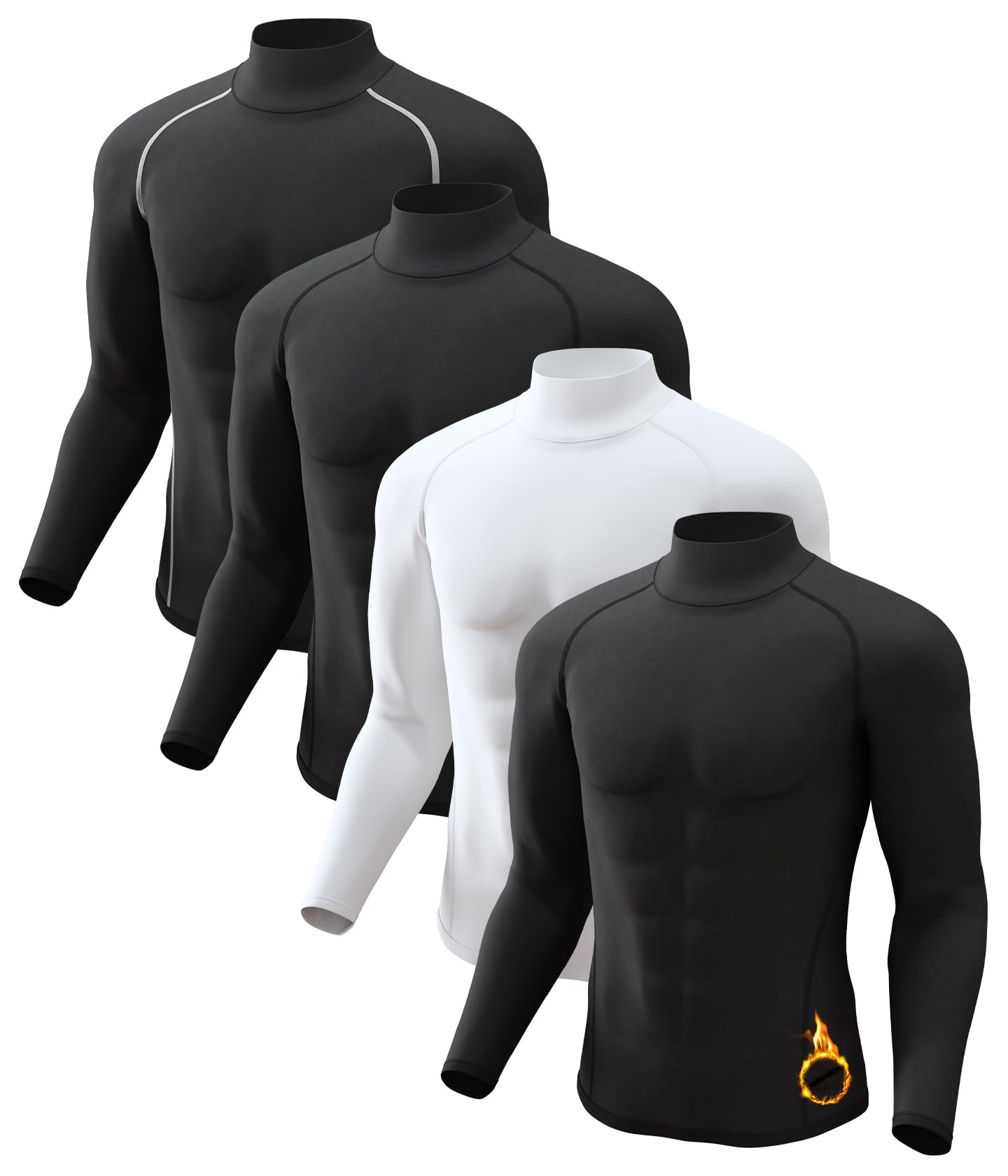 Men's Thermal Shirts Mock Turtle Neck Long Sleeve Cold Weather Base Layer