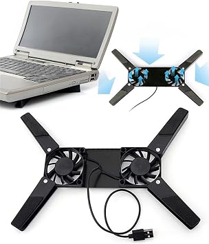 Mobee Ultra Small Foldable Laptop Cooler, Stylish Design, 2 Fans, USB Connected, Black Plastic Feet