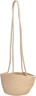 Hanging Flower Basket | Cotton Hemp & Jute Rope Plant Holder | Foldable Storage for Plants/Vegetables/Cosmetics | Space - Saving Wall Planter