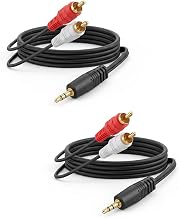 Cavo Audio 3,5mm a 2 RCA 1,5M/4,9FT, Cavo Audio Stereo Maschio 3,5mm Placcato Oro a 2 Maschi RCA per Smartphone, PC, TV (Confezione da 2)