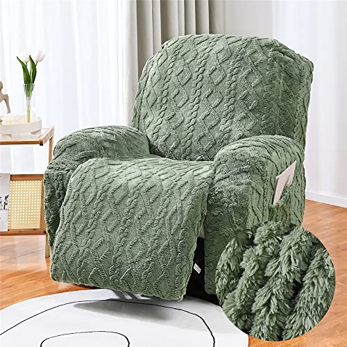 FANSU Recliner Chair Covers for Electric Chair Seater with Pockets,  Jacquard Plush Stretch Recliner Chair Slipcover for Armchairs, Sofa Covers