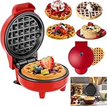 BHHB Mini Waffle Maker Machine 3 In 1 Easy To Clean Dual Side Plate, Perfect For Pan Cakes, Dessert, Breakfast - 350 Watts, 4 Inch, Electric Waffle Iron Pancake Maker