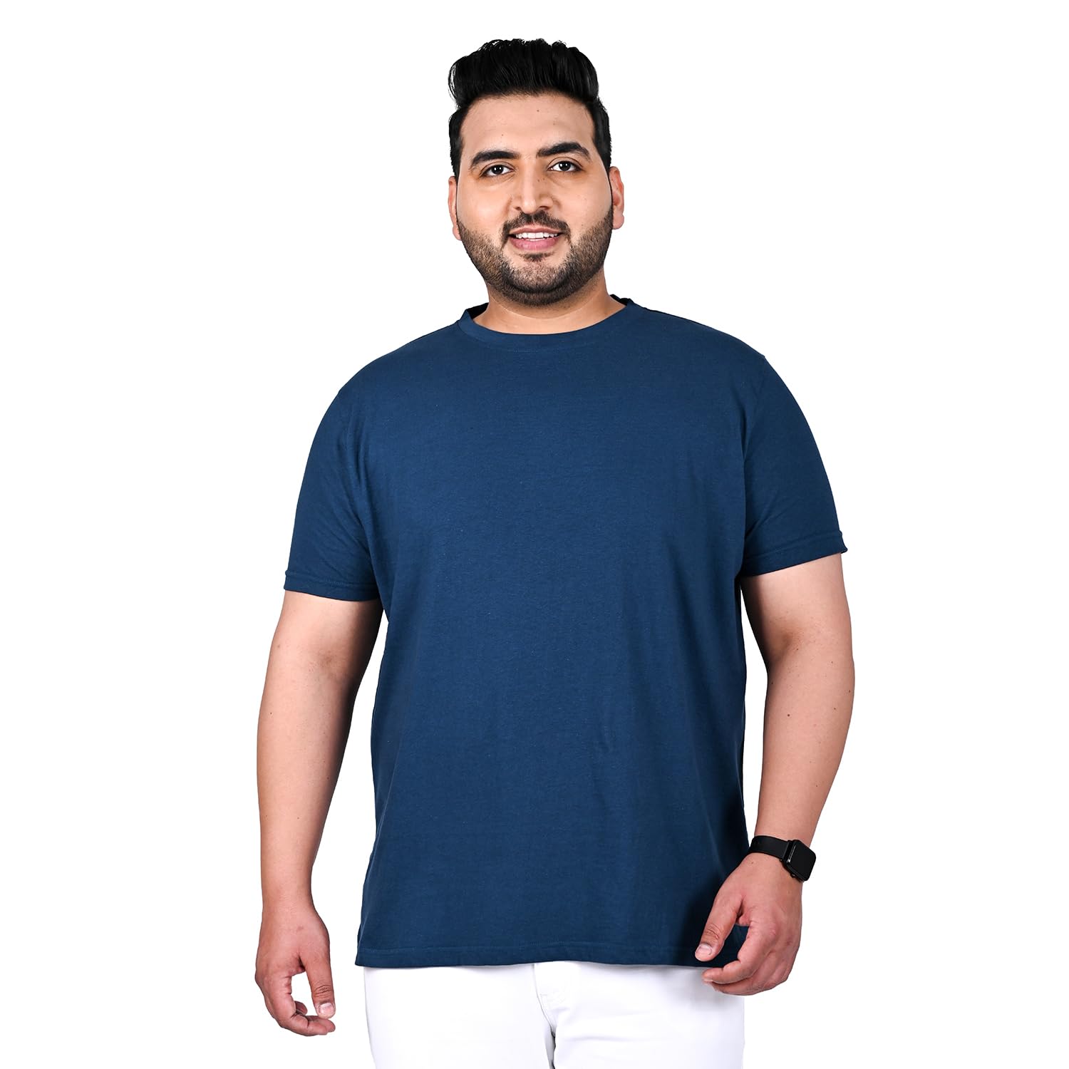 Plus Size Men's Regular Fit Solid Round Neck Tshirt