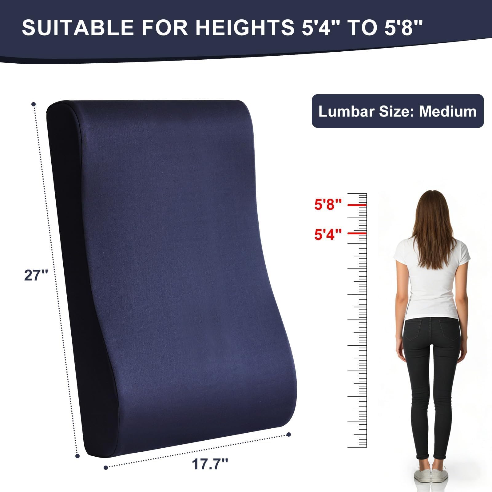 Cuscino lombare 2 in 1 di supporto lombare per divano reclinabile, cuscino in schiuma ad alta densità, supporto ergonomico per la schiena per sedie a dondolo con schienale alto, sedia da gioco