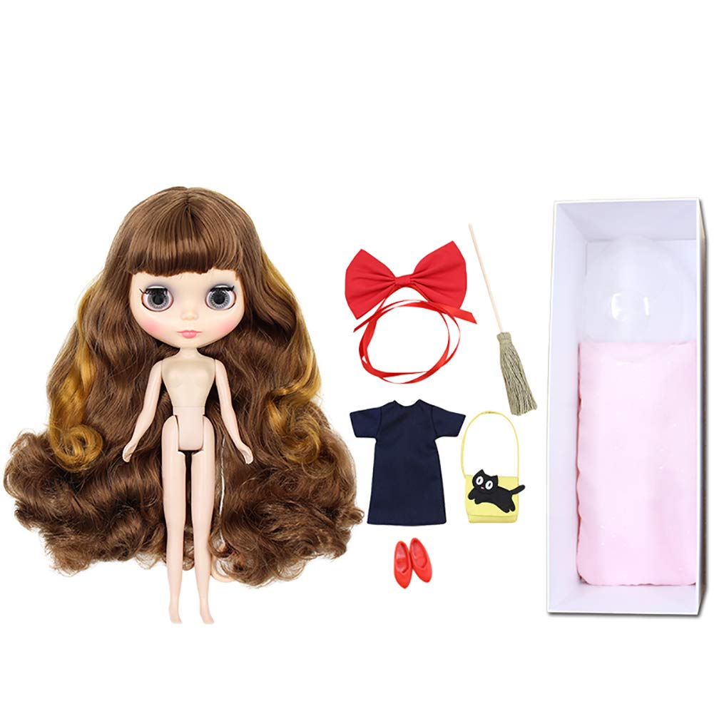 1/6 BJD Full Set Doll Is Similar To Neo Blythe, 4-Color Changing Eyes Matte Face And Ball Jointed Body Dolls, 12 Inch Dolls Can Changed Makeup And Dress DIY for Girls Present And Best Gift.