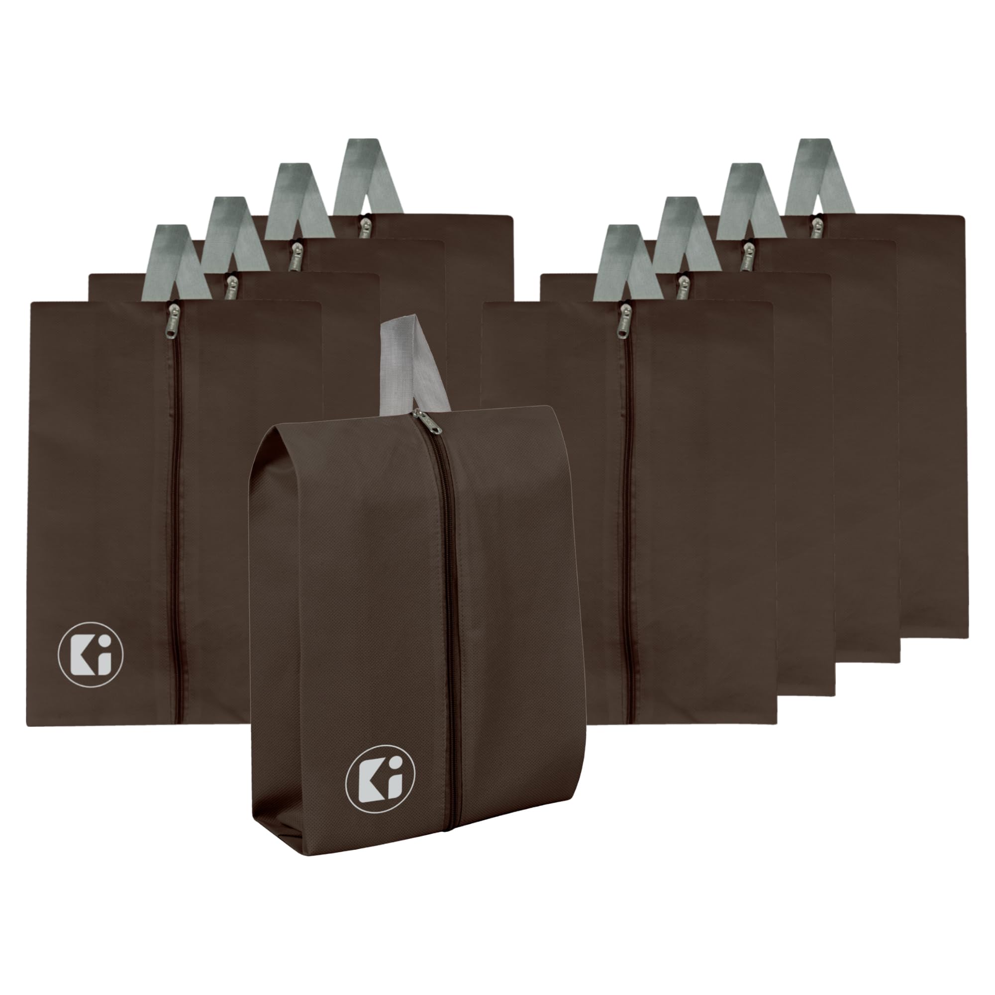 kuber industries Pack of 9 Shoe Bag for Travel | Drawstring Footwear Pouches & Toiletries Packing Bags/Covers for Travelling | Plain - Brown-picture-27
