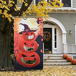CLISPEED Halloween zitzak gooien spel kit pompoen banner met 3 zitzakken, Halloween party spellen indoor outdoor plezier