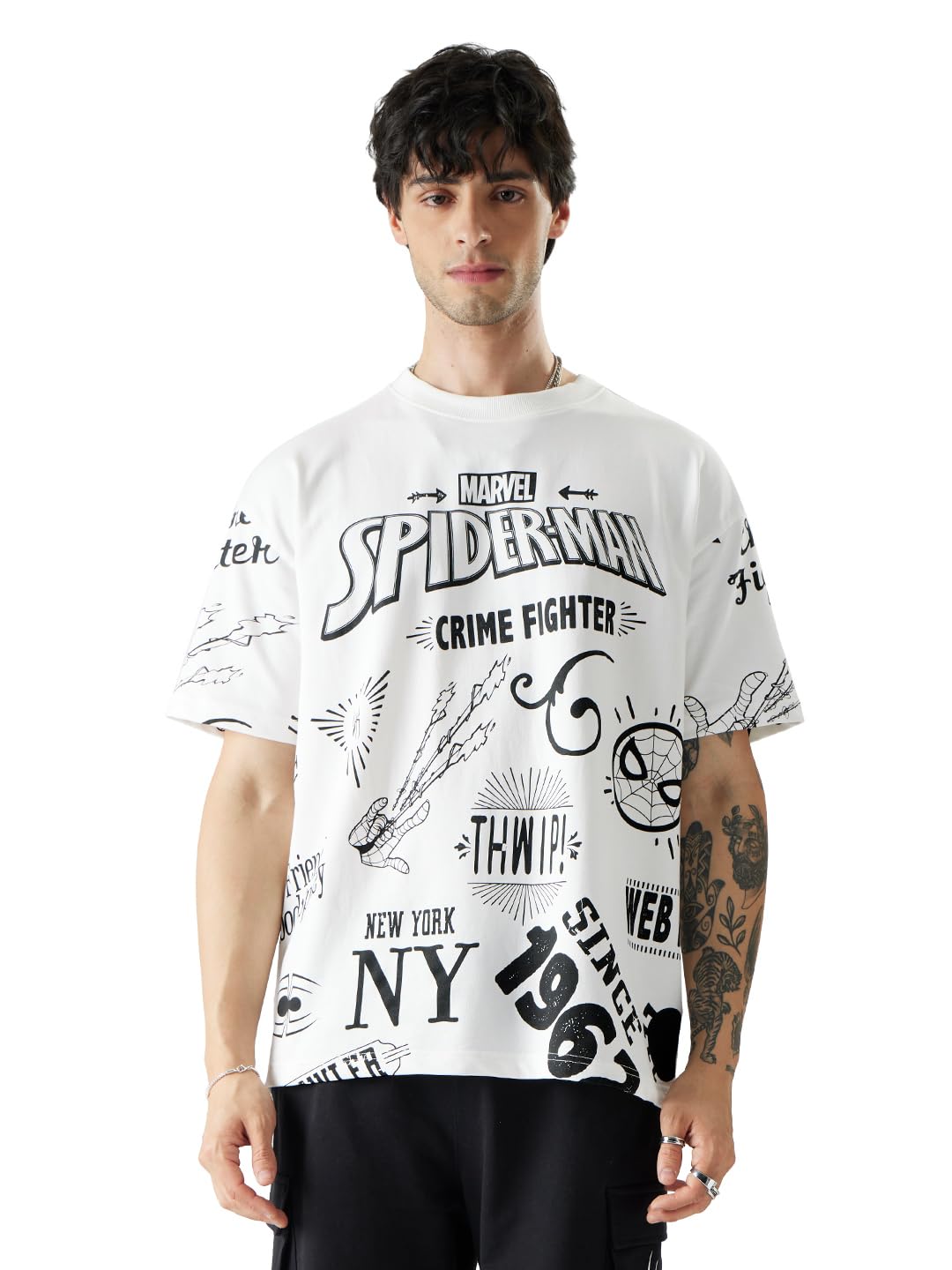 The Souled StoreOfficial Spider-Man: Crime Fighter Men Oversized T-Shirts