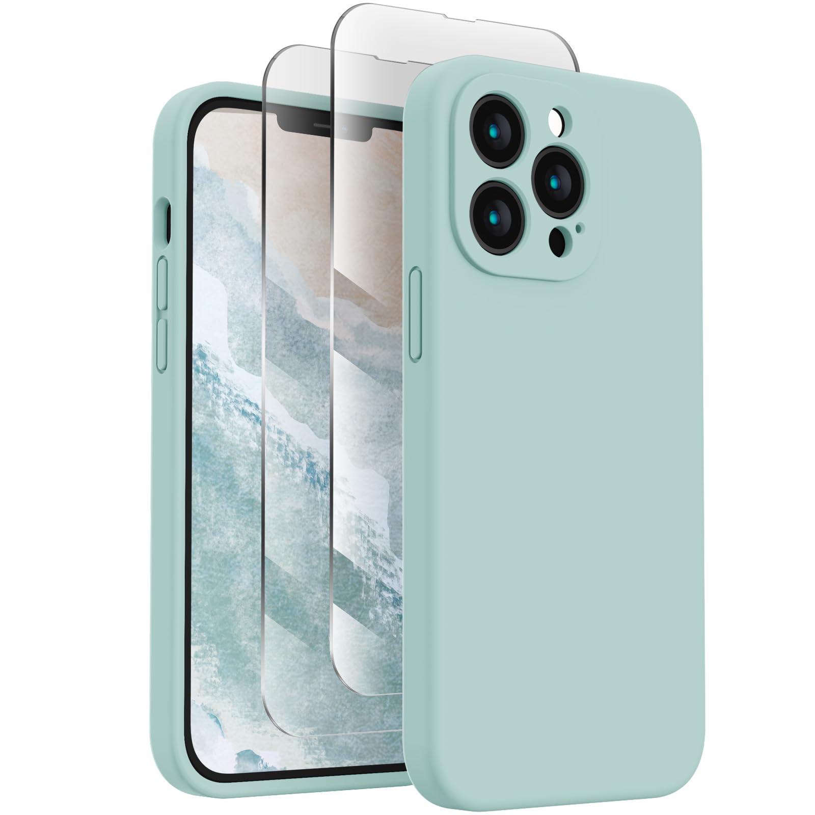 FireNova Designed for iPhone 13 Pro Max Case, Silicone [Camera Protection] Phone Case with [2 Screen Protectors], Soft Anti-Scratch Microfiber Lining