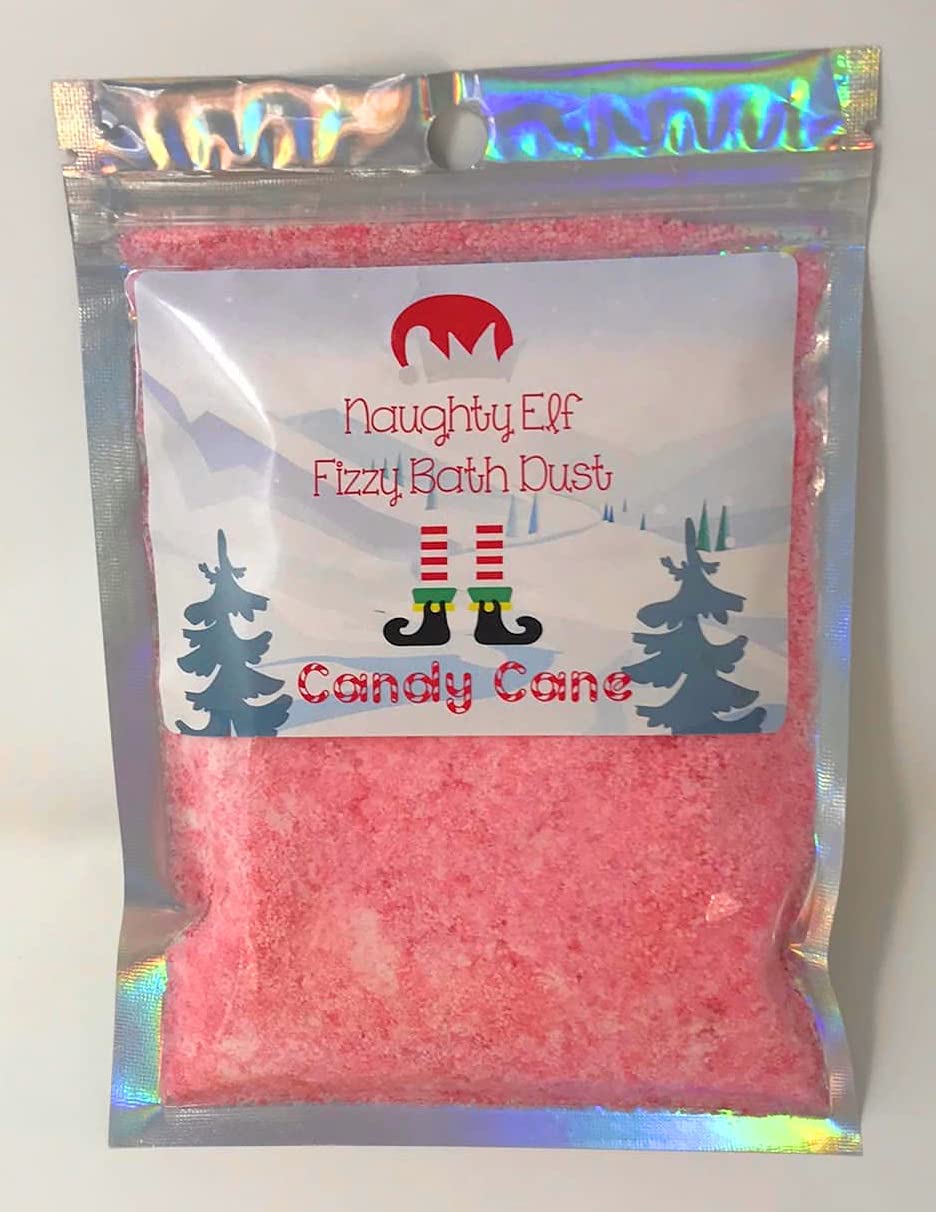 Naughty Elf 120g Bath Dust. Candy Cane Scented Bath dust. Vegan, no SLS, no Mess. Children's Stocking Filler, Christmas Eve Box Addition, Advent Calendar Filler.…