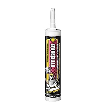 Titebond TiteGrab Plus Construction Adhesive 9 Oz. Bonds Wood, Metal, Concrete, Tile, Foam & More, Instant Grab, Fast Strength, Waterproof, All-Weather Use 6701