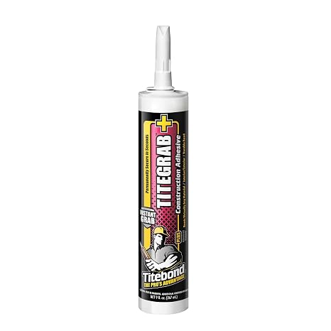 Titebond TiteGrab Plus Construction Adhesive 9 Oz. Bonds Wood, Metal, Concrete, Tile, Foam & More, Instant Grab, Fast Strength, Waterproof, All-Weather Use 6701