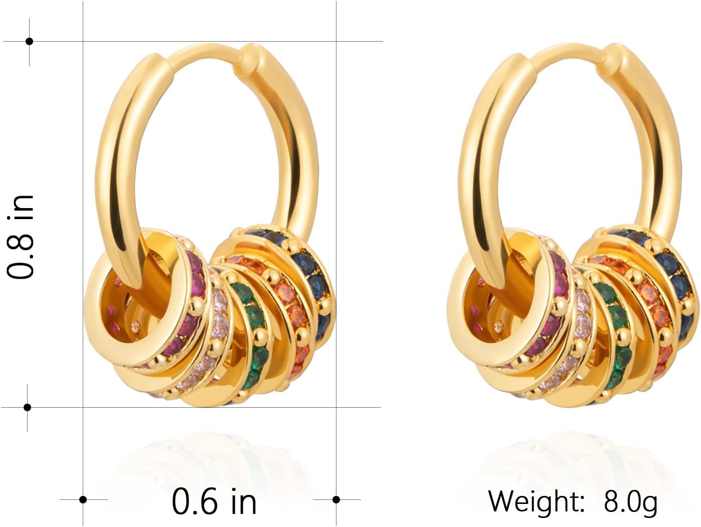 Milan Chiva 14K Gold Plated Small Huggie Dangle Earrings | Lightweight Trendy Heart Dainty Jewelry Hypoallergenic Chunky Gold Hoops Earrings Jewelry Valentine's Day Gift for Women - Image 5