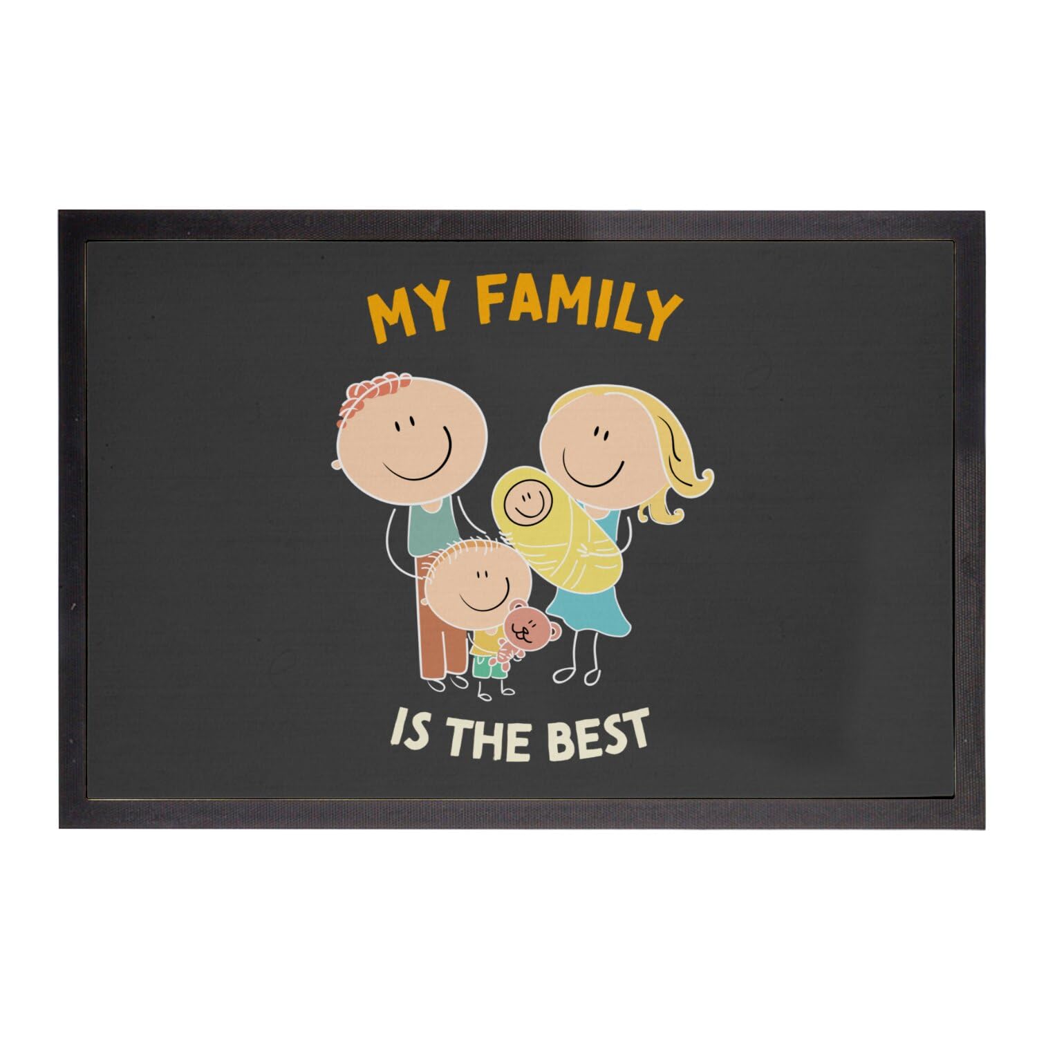 Paillasson noir My Family dimensions 75x50cm pour tapis d'entrée