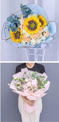 Miniatura 5 de Leoyoubei 20 hojas de papel de regalo de flores, embalaje de regalo impermeable o embalaje en caja de regalo, se puede empaquetar en ambos lados,