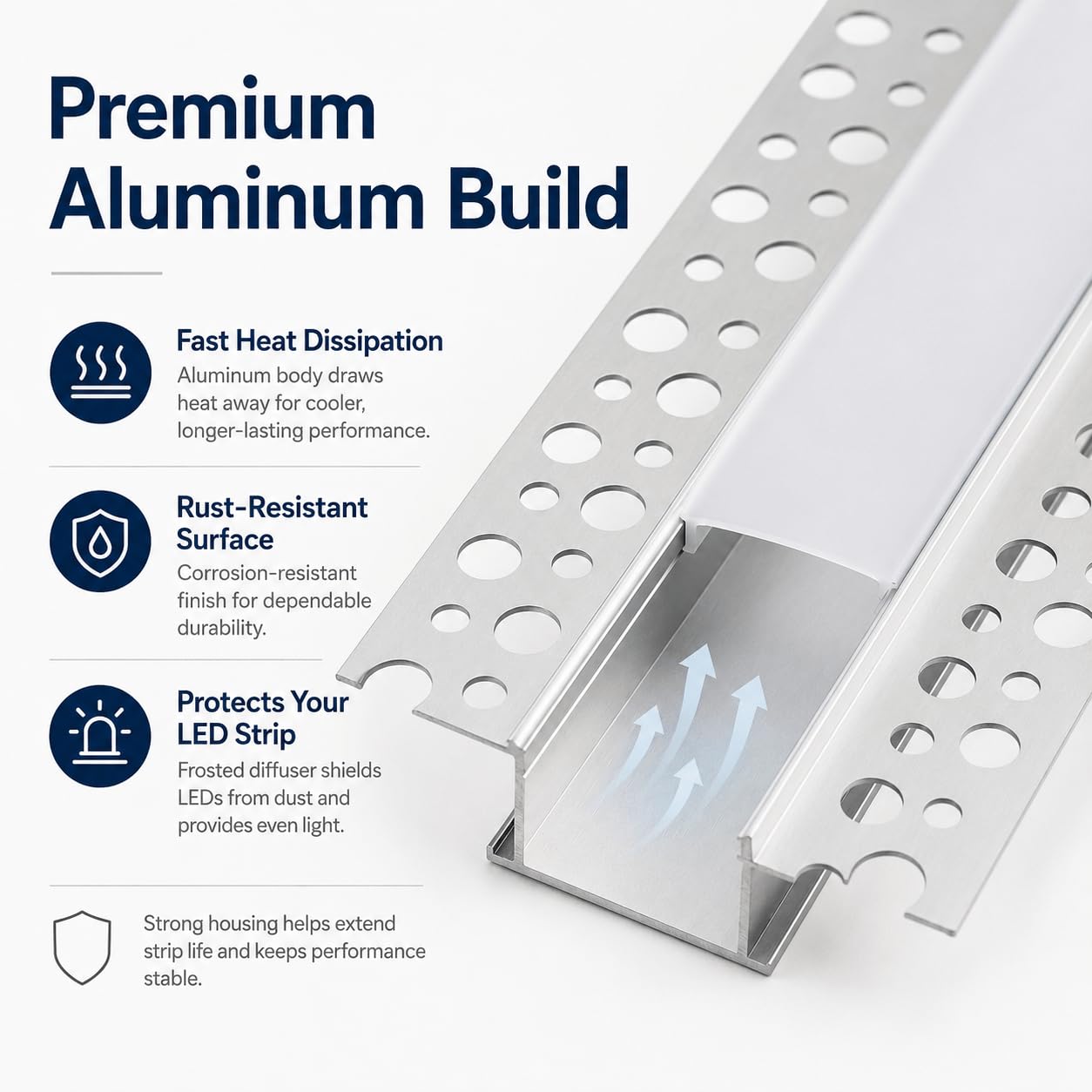 10 x LED Drywall Profile 2 m Aluminium Profile for Strip Rail Flush-Mounted Channel and Diffuser Surface-Mounted for Indirect Lighting Decker [Energy Class A+++]