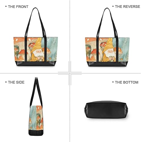Vista 3 de Gnome Mushroom Autumn Waterproof womens laptop tote bag with zipper tote for nurses with Personalized maletin ejecutivo para mujer