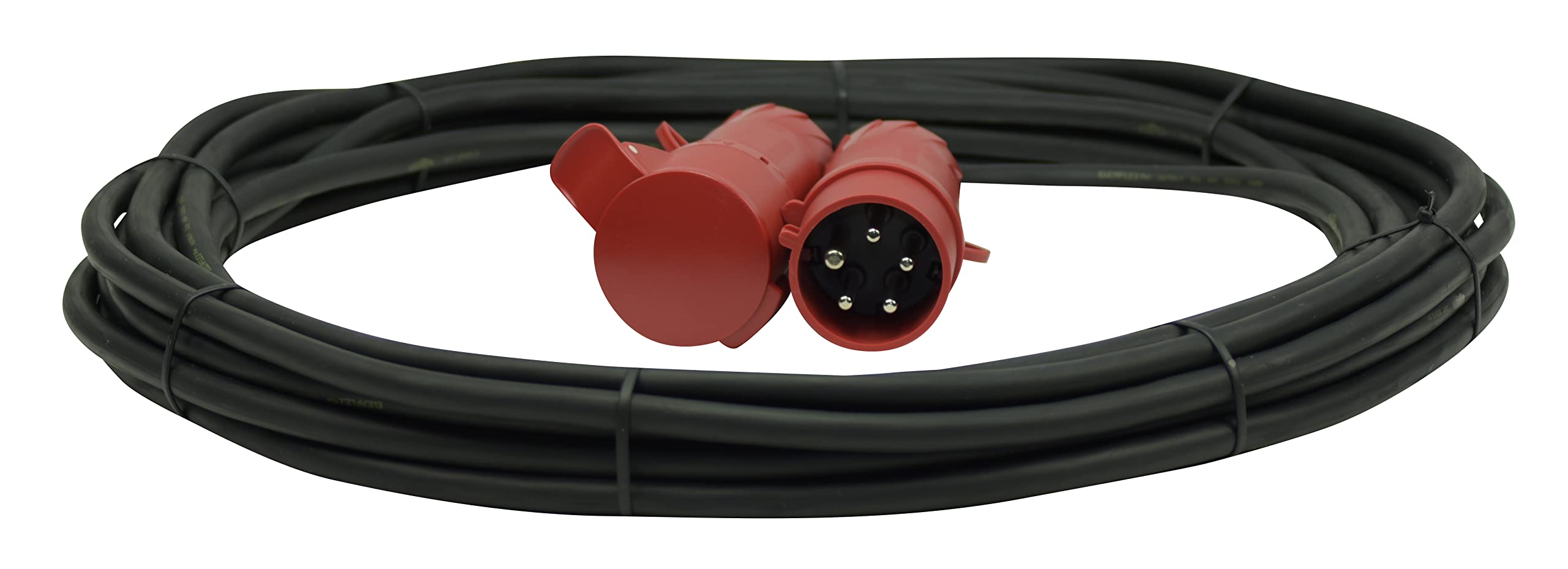 Rallonge Industrielle CEI Longueur 25 mètres. Câble H07RNF 5G2,5 avec fiche et prolongateur 32 Ampères 3P+N+T. Convient aux utilisations intensives; Chantier, Evénementiel… Robuste IK08/Etanche IP44.