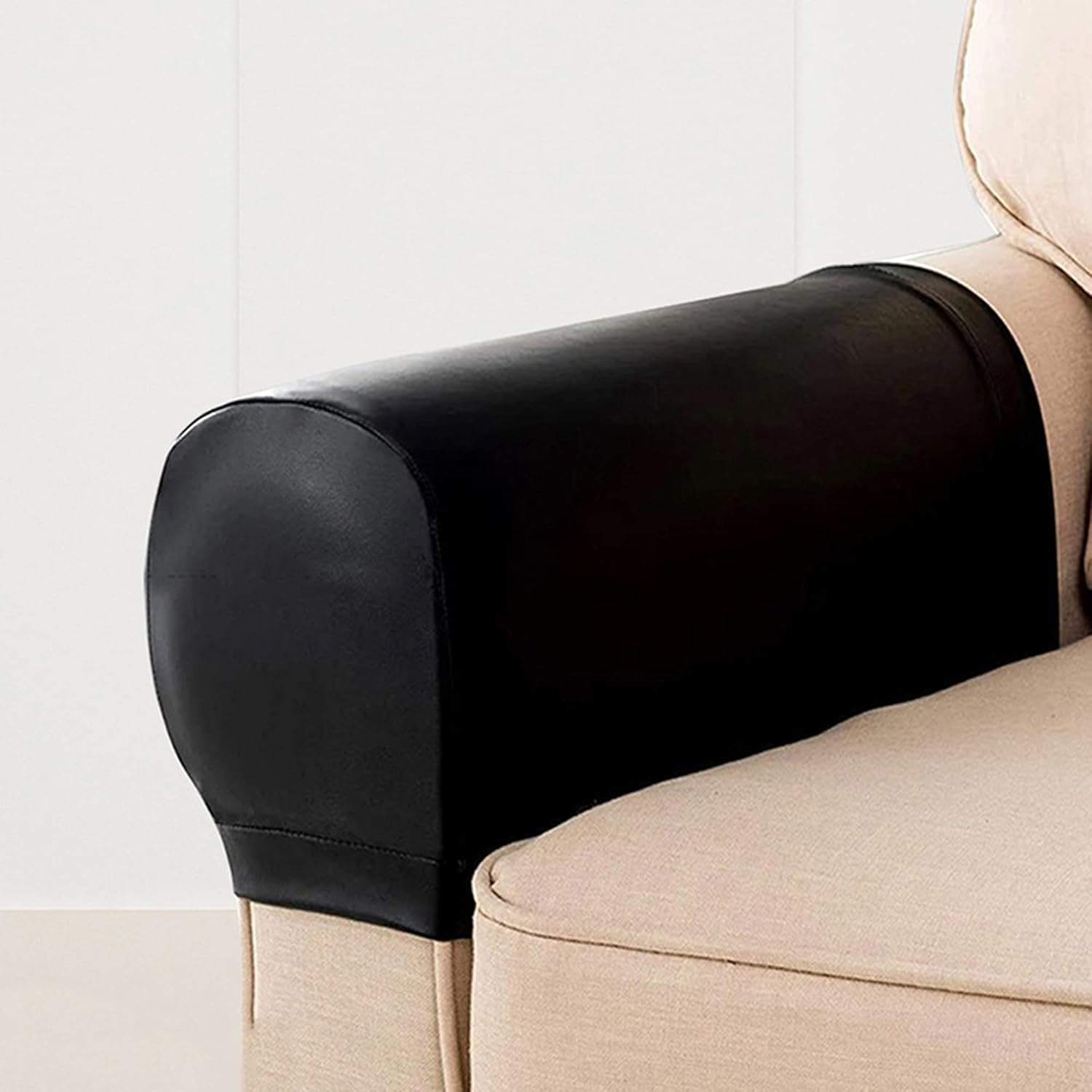 ADUODAO Sofa Armrest Cover Chair Slipcover PU Leather, 2PC