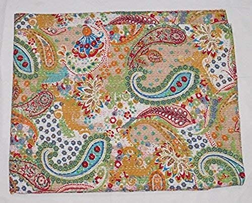 Handmade Bedspread Kantha Quilt King Size Bohemian Bedspread Kantha Quilt Single (60 X 90 Inches (Twin Size), Beige)-image-20