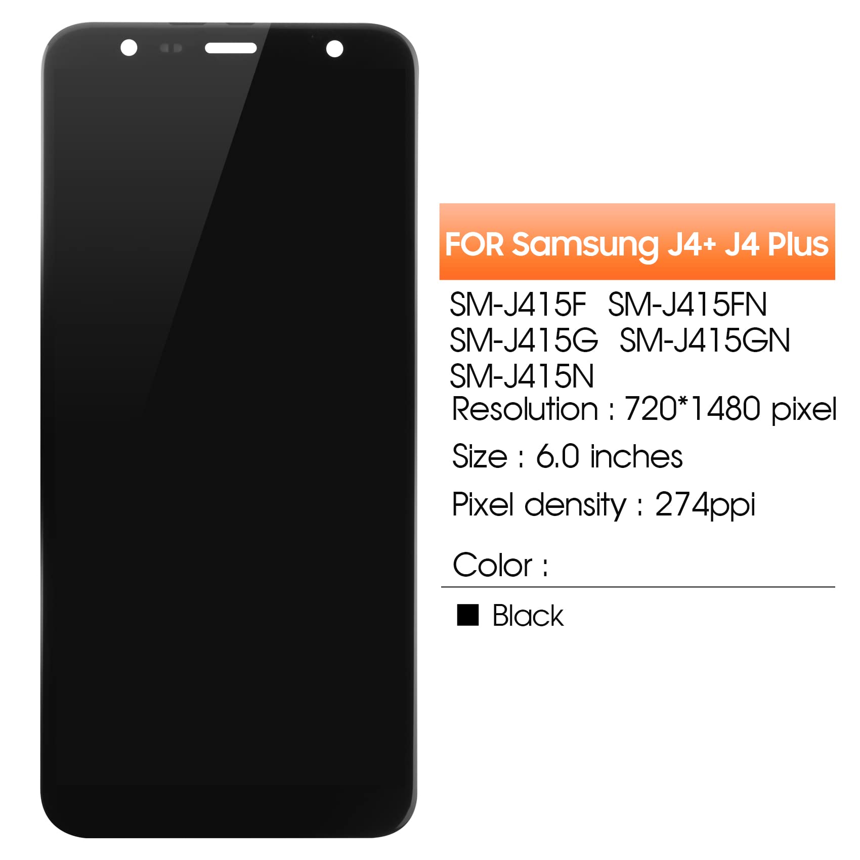 AGCUT For Samsung Galaxy J4 Plus Screen Replacement For Samsung J6 Plus LCD Display Digitizer Touch SM-J415G SM-j610G Replacement Screen SM-J610F SM-J415F Assembly Repair Part