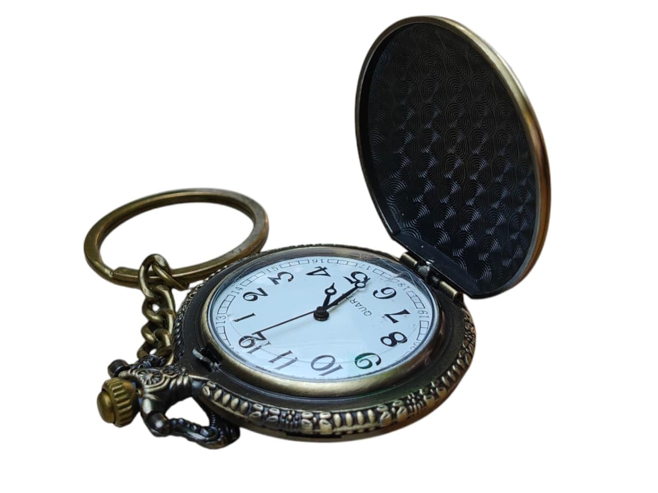 firmus ​Antique Bronze Buddhist Prayer Wheel Pocket Watch - Om Mani Padme Hum Engraved Quartz Watch with Keychain & Gift Box-picture-1