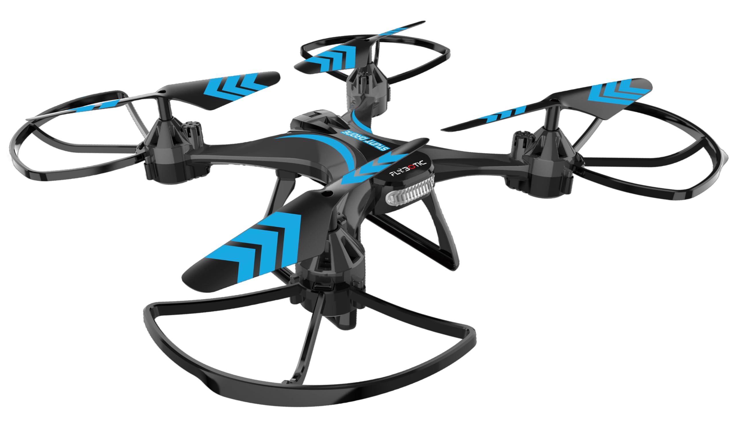 Flybotic - Stunt Drone – Drone Teledirigido 2,4 GHz – Despegue y Aterrizaje Automáticos – Vuelo Estacionario – Acrobacias 360° – 3 Velocidades – 2 Baterías Incluidas – RC Principiante Niño/Adolescente