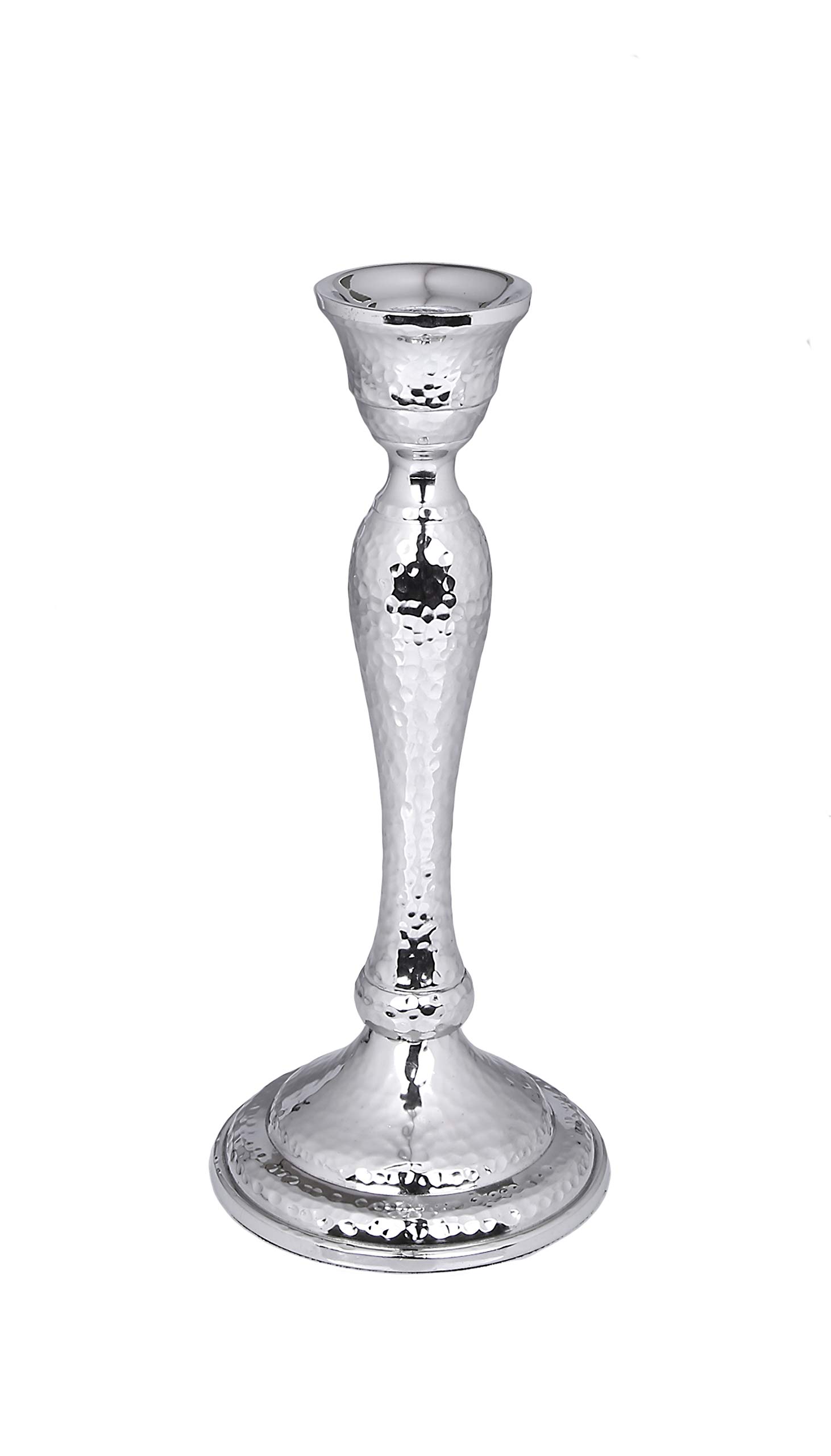 Classic Touch Decorium Nickel Candlestick with Hammered Design (10.75