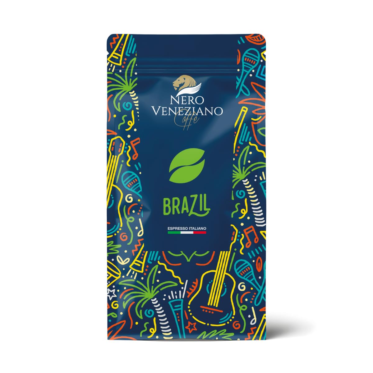 Nero Veneziano Brazil Caffè in Grani 1 kg 60% Arabica 40% Canephora, Tostatura Media, Note di Cioccolato e Nocciola, Bassa Acidità per Espresso e Automatiche
