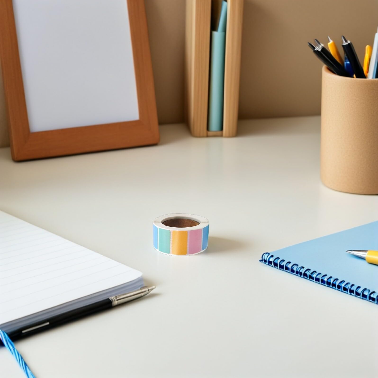 ifundom 8 Pezzi Etichette Adesive Rimovibili Rettangolari Colorate 1"x0,6" Codifica a Colori Scrivibili per Organizzazione Ufficio Scuola e Archiviazione File