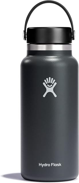 HYDRO FLASK - Water Bottle 946 ml (32 oz) - Vacuum Insulated Stainless Steel Water Bottle Flask with Leak Proof Flex Cap with Strap - BPA-Free - Wide Mouth - Stone