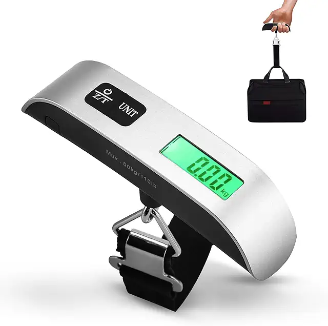 Báscula Digital de Gancho para Equipaje - Pesa Maletas Viaje 50kg Precisa y Portátil
