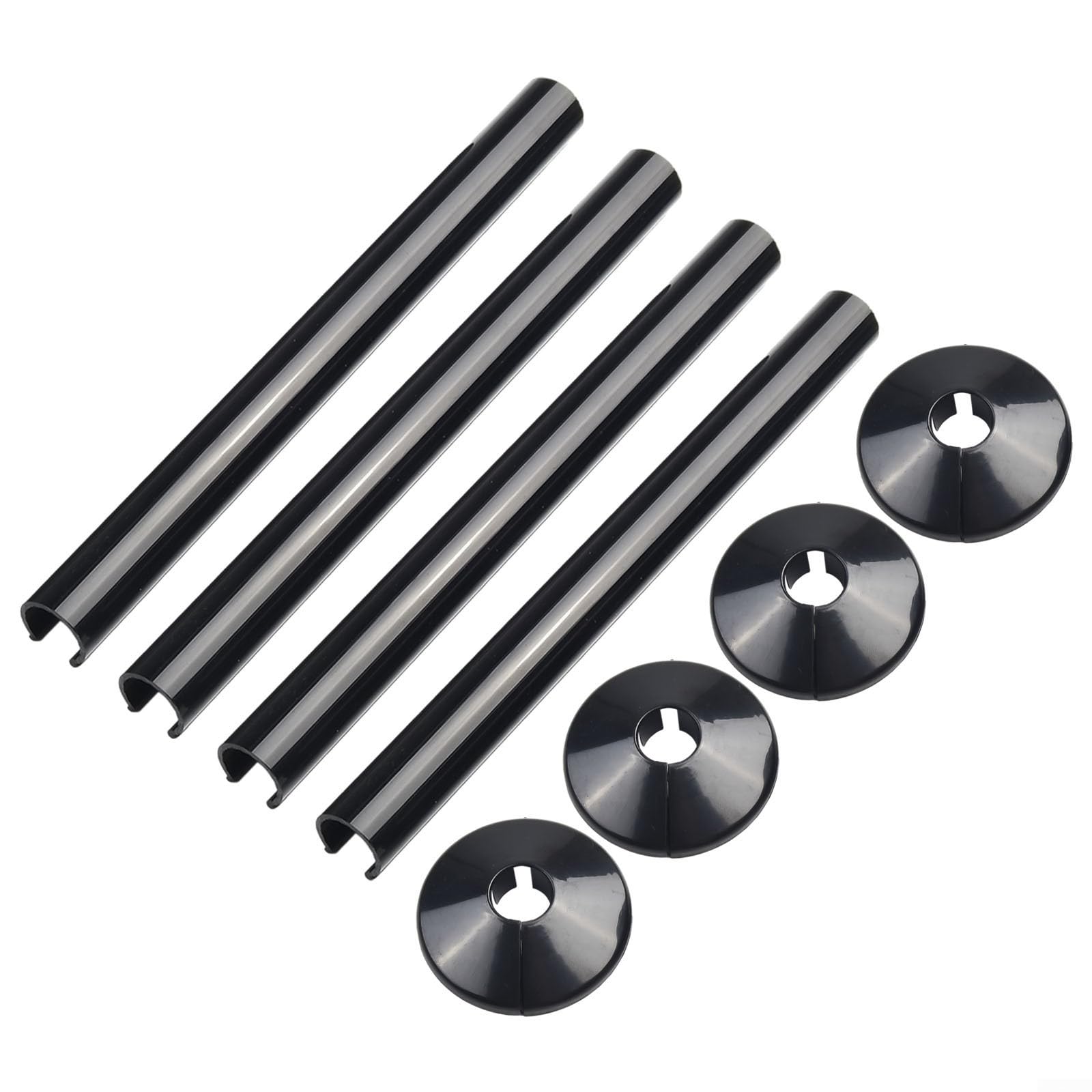 Set van 4 kunststof radiatorpijpafdekkingen met gesp, veilige