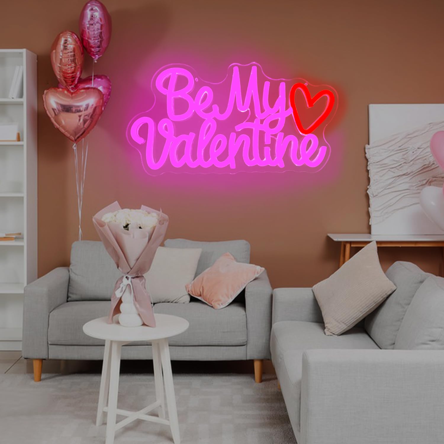 Be My Valentine Neonschild, Valentinstag Neonschild für Wanddekoration, LED-Neonschild zum Valentinstag, Herz Neonschild, beleuchtetes Neonschild für