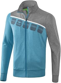 Erima Kids 5-C Polyester Jacket - Oriental Blue Melange/Grey Melange/White, 116
