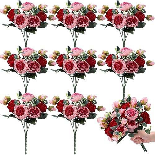 Yunsailing 8 Pack Artificial Peony Flowers Faux...